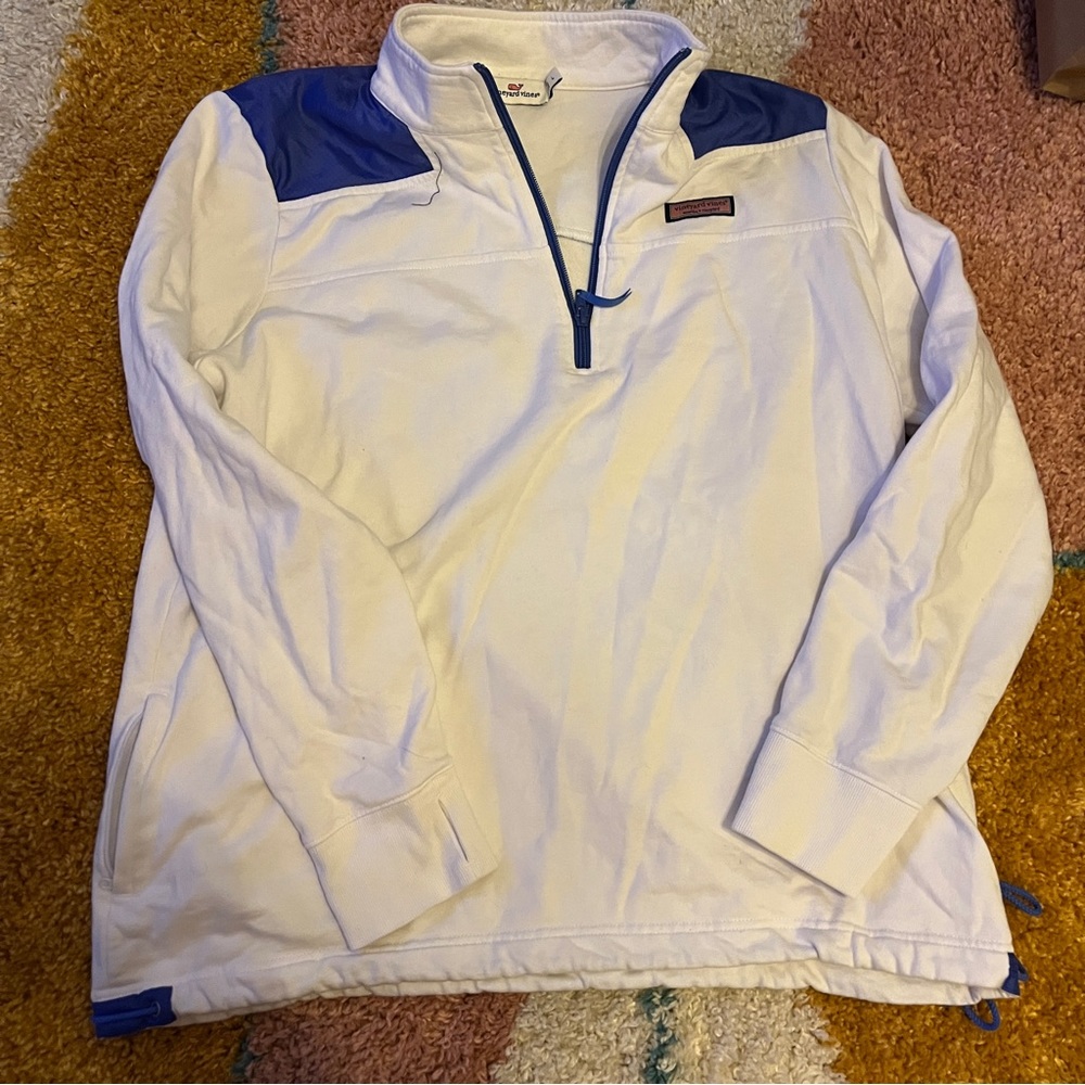 Vineyard Vines White and Blue 1/4 Zip.